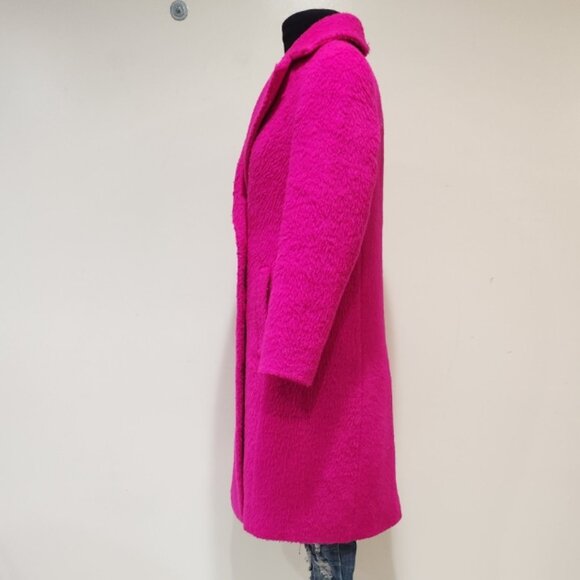 💥UBER GORGE!💥Tailored Double-Breasted Brushed Wool Blend Coat in Fuchsia Pink - Picture 6 of 15